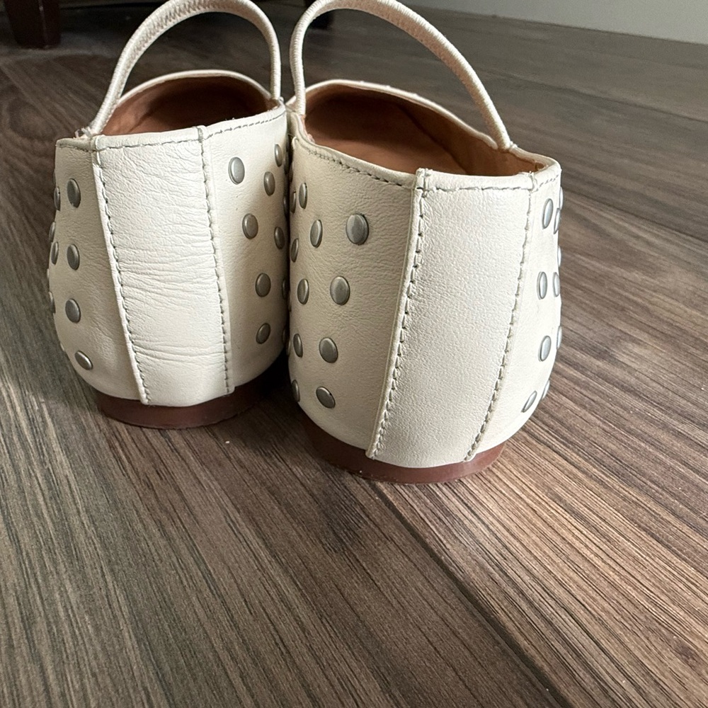 Madewell Ivory Mary Jane Studded Ballet Flats Size 8 - Picture 7 of 8